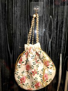 Embroidered Potli Bag with Pearls