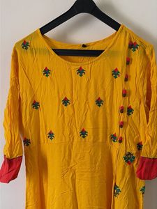 Vibrant Yellow Embroidered Kurta