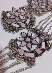 Oxidise Mirror Choker  Set ( New Without Tag)