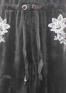 Black velvet Velour Embroidered Jumpsuit