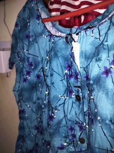 Blue Printed Feeding Kurta Dress