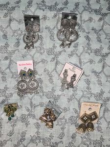 Set of 7 Earrings | Jhumka & Oxidised