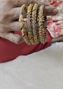 Set of 4 Gold Replica Bangles with Stones