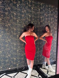 Stunning Red Halter Neck Bodycon Midi Dress from n