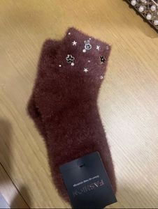 Fuzzy Bunny & Flower Crew Socks