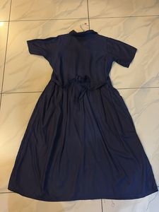Navy Blue Button-Front Midi Dress
