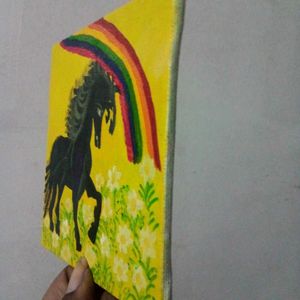 Rainbow Horse acrylic painting.