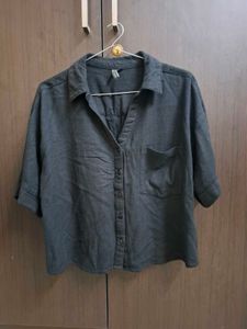 Westside Lov Size S:Black Linen Button-Up Shirt