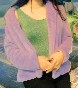 Fuzzy Lavender Cropped Jacket