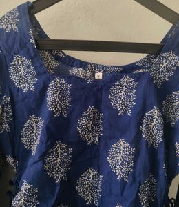 Stylish Blue Printed Cotton Kurta