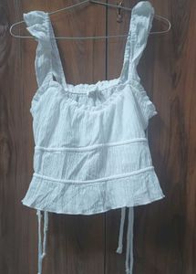 White Ruched Crop Top