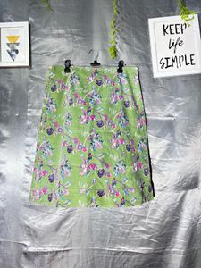 Green Floral Print Skirt