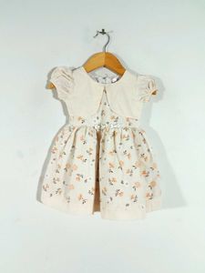 Light Pink Printed Frock For Girl's