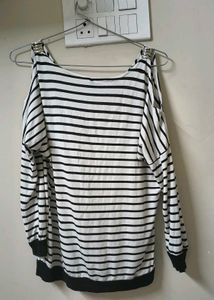 Striped Cold Shoulder Top