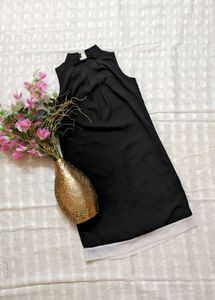 Sleek Black Mock Neck Dress