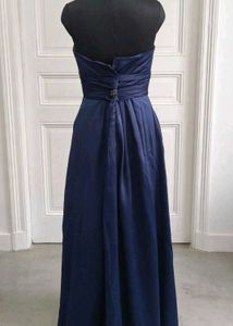 Elegant Navy Blue Strapless Maxi Dress