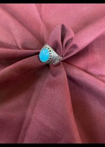 Stylish Silver Plated Men's Ring with Sky Blue Sto