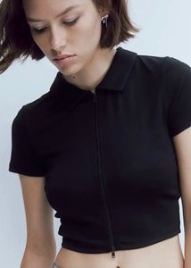 H&M Collared Zip-Up Cropped Top