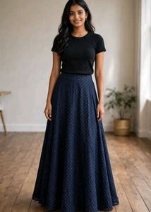 Elegant Navy Blue Maxi Skirt