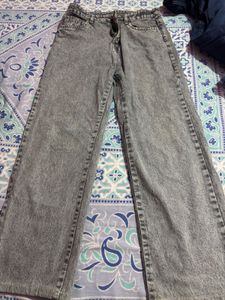 Vintage Grey Acid Wash Wide-Leg Jeans