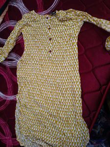 Yellow Geometric Print Kurta S size
