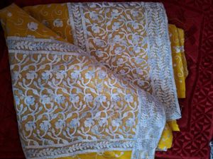 Elegant Yellow Embroidered Saree