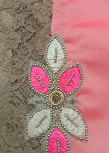 Embroidered Saree With Lace Border