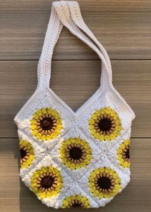 Crochet Sunflower Tote Bag