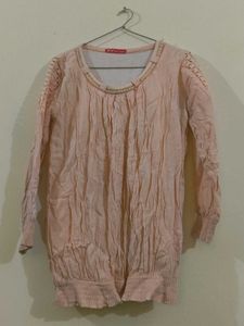 Peach Crinkle Tunic Top
