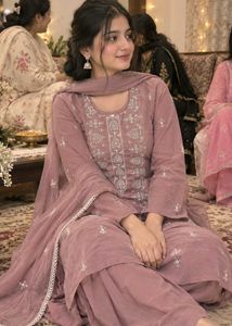 Elegant Peach Embroidered Kurta Set