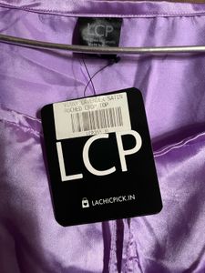 LCP Satin Cropped Button-Up Shirt