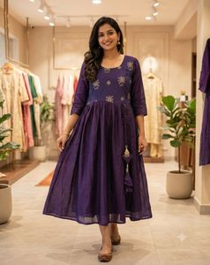 Elegant Purple Kurta with Gold Embellishments