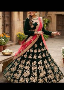Designer Velvet Lehenga Choli Set