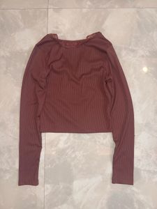 Burgundy Lace Trim Wrap Top