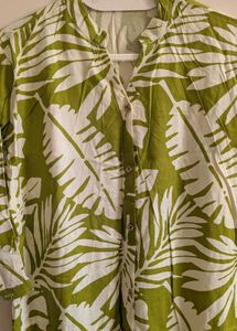 Green Leaf Print Kurta