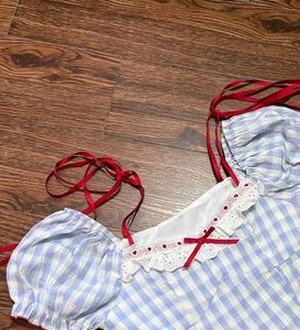 y2k Blue Gingham Cottagecore Dress