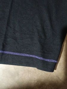Black T-Shirt with Purple Stitching