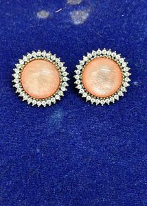 Elegant peach Stone Stud Earrings for Women