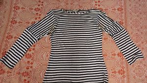Black And White Cold Shoulder Casual Top
