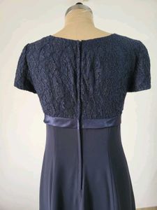 Elegant Navy Blue Lace Gown