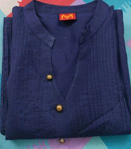 Navy Blue Tunic Top with Brass Buttons