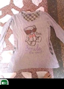 Gray  with Cute Teddy Bear Print tshirt