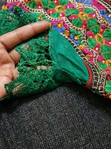 Girls Green Embroidered Dress