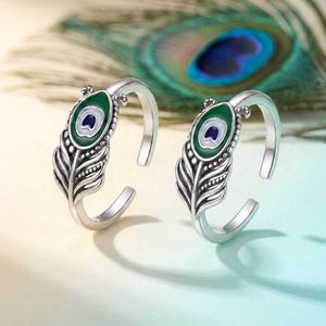 Peacock Design Toe Rings SS925