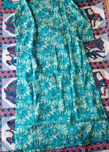 Turquoise Floral Print Kurta