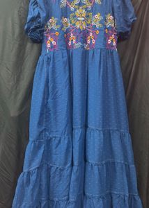 Elegant Teal Embroidered Gown