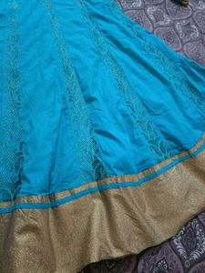 Beautiful Turquoise Kurta Set with Gold Border