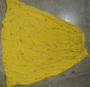Yellow Ethnic Skirt with Mirror Work