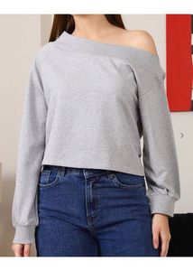 Gray Off-Shoulder sweatshirt