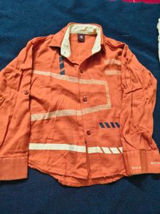 Kids Orange Shirt and Cream Pants Set
